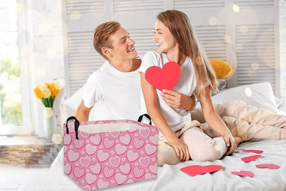 Rectangular Valentine's Day Baskets,Heart Basket,Pink Girls Basket Kids Storage Bin Love Room Decor for Home.(Sweet heart)