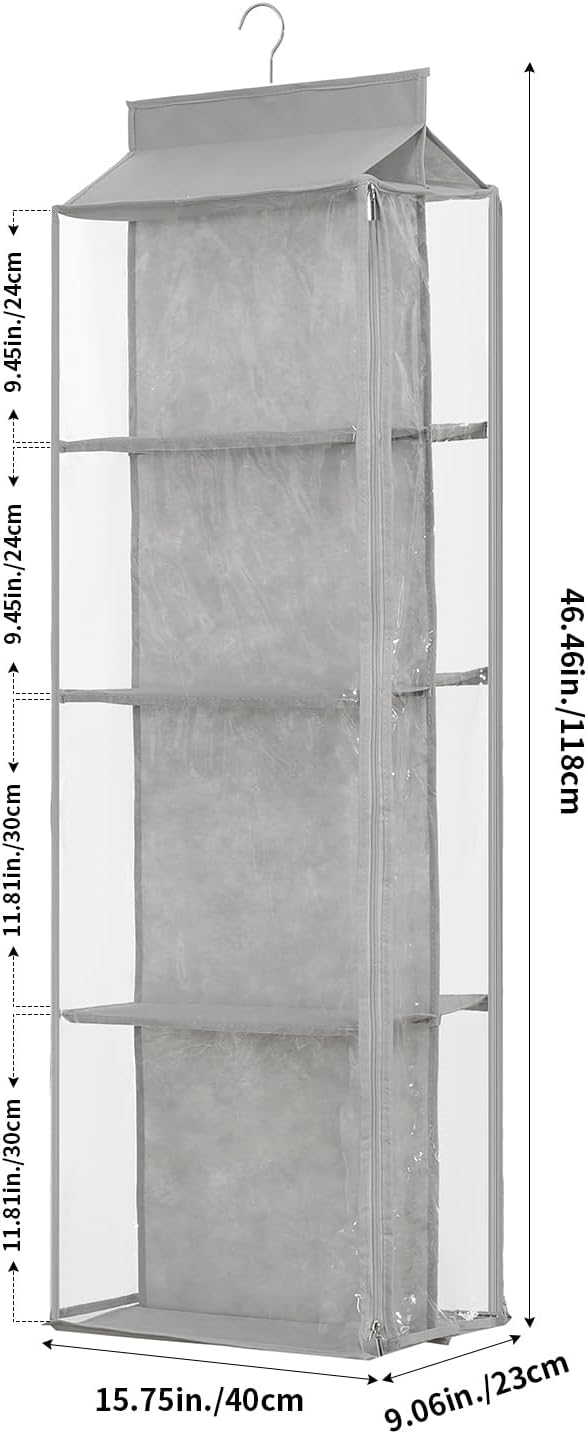 8 Grids in 1 Pack Hanging Purse Handbag Organizer with Double Zippers, Visible Purse Organizer for Closet, Fully Enclosed Handbag Storage Holder, Hanging Closet Organizer for Bags