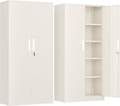 INTERGREAT Metal Lockable Storage Cabinet, 72” Storage Cabinet with 2 Doors and 4 Adjustable Shelves for Office, Home, Garage, Pantry (Assembly Required, Gray)