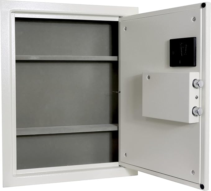 Protex Safe Fingerprint Wall Safe (FW-1814Z), fingerprint locking system, Burglary Resistant wall safe, digital electronic locking system, velvet interior, automatic door opening, 2 Removable shelves