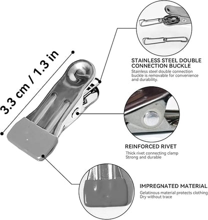 Stainless Steel Laundry Drying Rack Clothing Sock Drip Clothes Drying Hanger with 24 Clips, Swivel Windproof Hook Round Heavy Duty Underwear Hanger for Indoor Outdoor Wet and Dry (Grey)