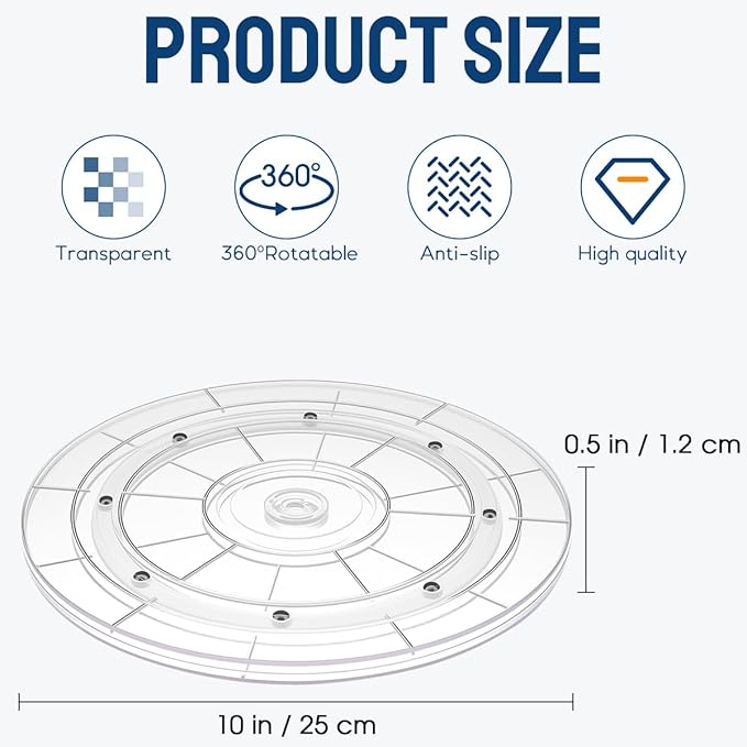 10 inch Lazy Susan Turntable,Acrylic Lazy Susan for Cabinet,Rotating Lazy Susan for Table Top,Kitchen,Spice Racks,Pantry Countertop