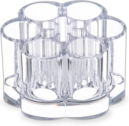 Acrylic Lipstick Holder,Small Flower Clear Compact Chapstick Lip Gloss Liner Nail Brush Organizer with 12 Slots