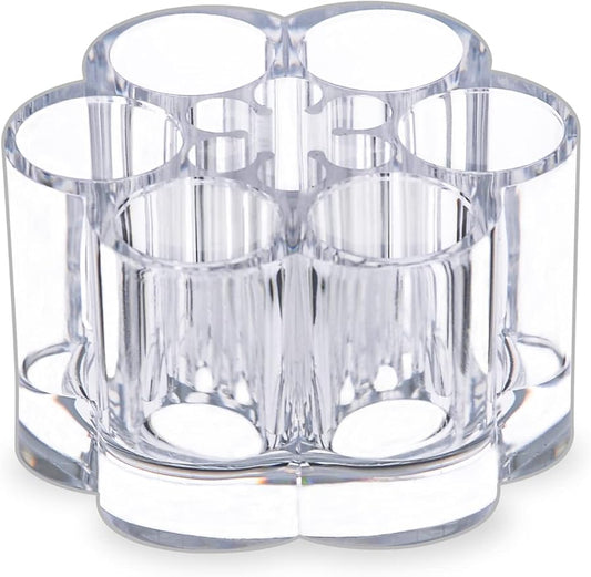 Acrylic Lipstick Holder,Small Flower Clear Compact Chapstick Lip Gloss Liner Nail Brush Organizer with 12 Slots