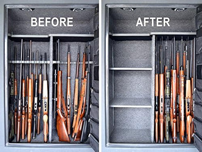 Gun Storage Solutions Rifle Rods Starter Kit with Shelf Liner Gun Organizer System Store More Guns Easy Access for Safety with Nylon Woven Loop Fabric