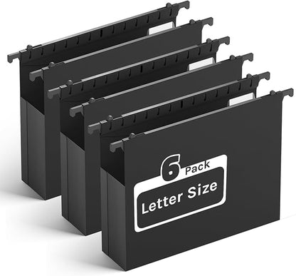 Extra Capacity Hanging File Folders Letter Size,Heavy Duty 2" Expandable Hang Folder with Tabs,6 Pack Plastic File Cabinet Folders,Hanging File Organizer for Bulk Files/Medical Charts