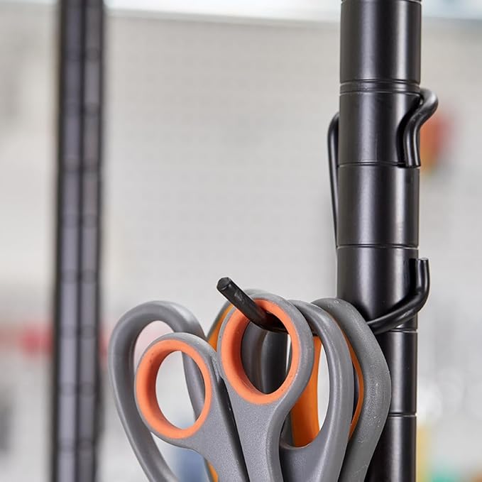 Shelf Pole Hooks 5-Pack | 2" Black Snap-On Hooks for 1" Wire, Metal & Metro Shelving | Heavy-Duty Garage, Pantry, Basement & Utility Storage Hooks