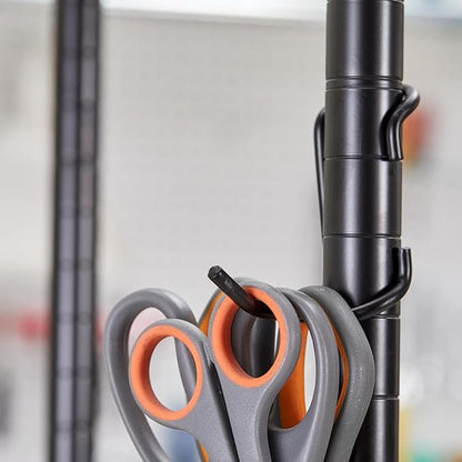 Shelf Pole Hooks 5-Pack | 2" Black Snap-On Hooks for 1" Wire, Metal & Metro Shelving | Heavy-Duty Garage, Pantry, Basement & Utility Storage Hooks