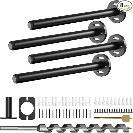 4pcs Wall Shelf Brackets Heavy Duty Floating Shelf Bracket Hidden,Invisible Black Shelving Brackets Decorative Floating Shelf Hardware Heavy Duty,Metal Shelf Support Bracket (8 inch-4pcs)