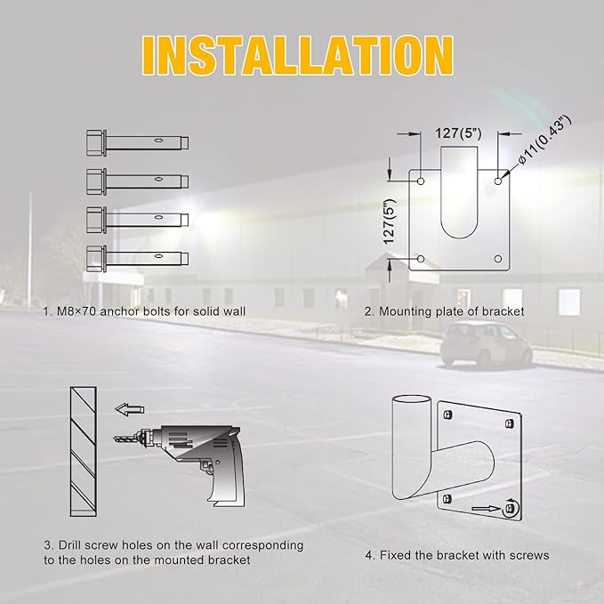 90 Degree Wall Mount Bracket with 2-3/8in OD Tenon, L Shape Wall Mounted Adapter for Outdoor LED Parking Lot Lights Street Lights Post Top Light, Heavy Duty Steel, Dark Bronze