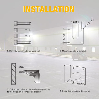 90 Degree Wall Mount Bracket with 2-3/8in OD Tenon, L Shape Wall Mounted Adapter for Outdoor LED Parking Lot Lights Street Lights Post Top Light, Heavy Duty Steel, Dark Bronze
