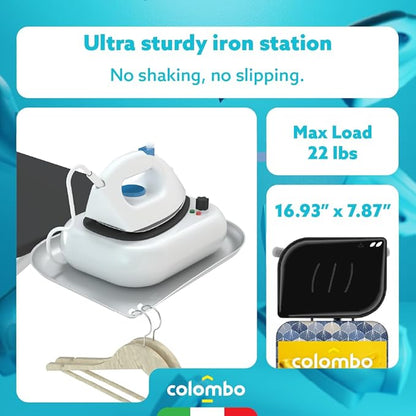 Colombo Turbo Ironing Board with Steam Generator Holder – Extra Large 47.2 x 17.3 in, Heavy-Duty Stable Frame, Height Adjustable up to 37.4 in, Foldable Ironing Table, Laundry Rack, Made in Europe