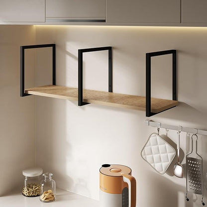 1-Tier Square Shelf Bracket, 13-5/8" Height, Wall/Ceiling Mount Storage Shelving, Black Powder-Coated Carbon Steel Carbon Steel, Rust-Resistant, 110 lbs Capacity, 3 Pack