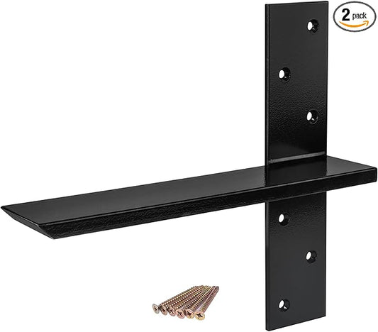 （2-Pack） Free Hanging T Shelf Bracket, Solid Heavy Duty Steel Knee Wall Hidden Granite Countertop Support Floating Bracket Hardware, Universal ,12 Inch , DIY Projects , Screws Included