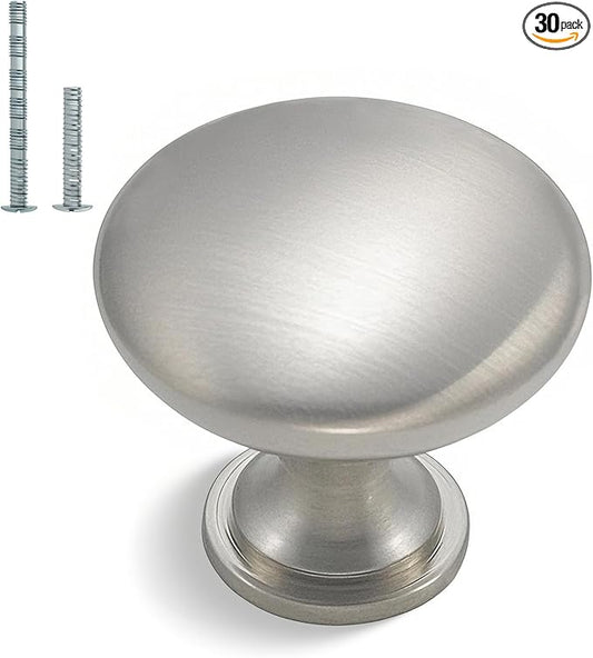 homdiy 30 Pack Cabinet Knobs Brushed Nickel Drawer Knobs - Solid Zinc Alloy Kitchen Pulls Modern Cabinet Hardware for Dresser Drawers