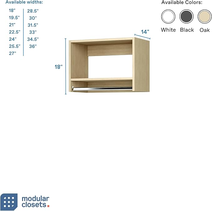 Modular Closets Vista Collection Tall Hanging Wood Closet Organizer Unit (Oak, 31.5" Wide)