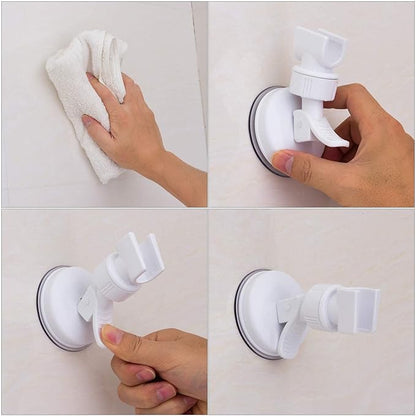 OUO Adjustable Shower Head Holder, Bathroom Suction Cup Handheld Shower Head Bracket, Removable Handheld Showerhead & Wall Mounted Suction Bracket (2pcs White)