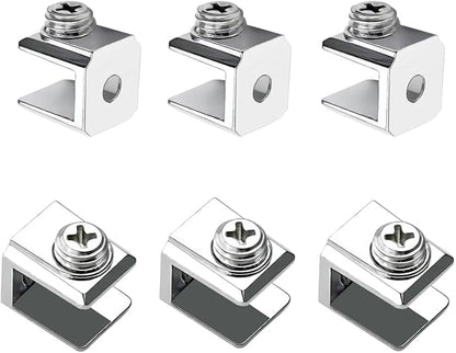 Qrity 16 PCS Glass Clip Holder, Glass Shelf Bracket, Glass Clamp, Wall Mount Clamps for 3-8mm Glass Shelves, Adjustable Clamp Brackets