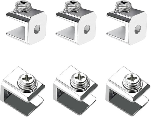 Qrity 16 PCS Glass Clip Holder, Glass Shelf Bracket, Glass Clamp, Wall Mount Clamps for 3-8mm Glass Shelves, Adjustable Clamp Brackets