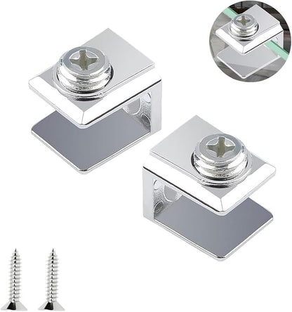 Qrity 16 PCS Glass Clip Holder, Glass Shelf Bracket, Glass Clamp, Wall Mount Clamps for 3-8mm Glass Shelves, Adjustable Clamp Brackets