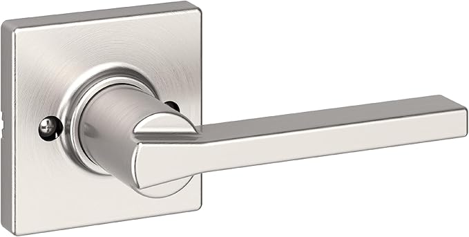 Kwikset Casey Dummy Door Handle, Single Sided Lever for Closets, French Double Doors, and Pantry, Satin Nickel Non-Turning Reversible Interior Push/Pull Lever, with Microban Protection