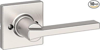Kwikset Casey Dummy Door Handle, Single Sided Lever for Closets, French Double Doors, and Pantry, Satin Nickel Non-Turning Reversible Interior Push/Pull Lever, with Microban Protection (Pack of 10)