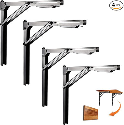 Ultrawall 24 inch Black Sturdy Folding Shelf Brackets, Heavy Duty Adjustable Steel Wall Mounted Collapsible Shelf Bracket, Max Load 550lb