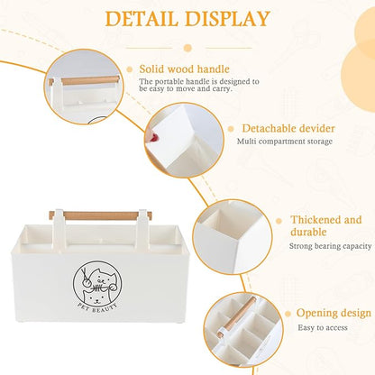 Dog Storage Organizer,Dog Grooming Organizer,Portable Shower Caddy Organizer for Dog Cat Stuff,Divided Basket Bin Storage for Dog Cat Grooming Kit,Shampoo,Trimmer,Clipper,Combo,Brush