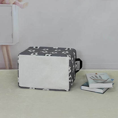 Rectangular Storage Basket Fabric Organizer Bin for Toys,Books,Clothes,Gifts,Pets-Perfect for Home,Office,Nursery,Dorm,Shelf(Rec-grey football )