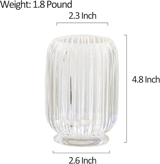 Crystal Makeup Brush holder Organizer, Vintage Make Up Brush Cup Pen Pencil Holder striped vase, Comb Brushes Pen Pencil Storage Box Container (Clear)