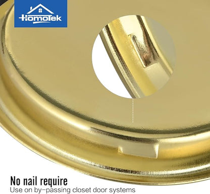 HOMOTEK 8 Pack Closet Door Finger Pull 2-1/16”, Easy Snap in Installation, Brushed Brass Finish, Fits a 5/16”Depth x 2-1/16" Diameter Opening Hole