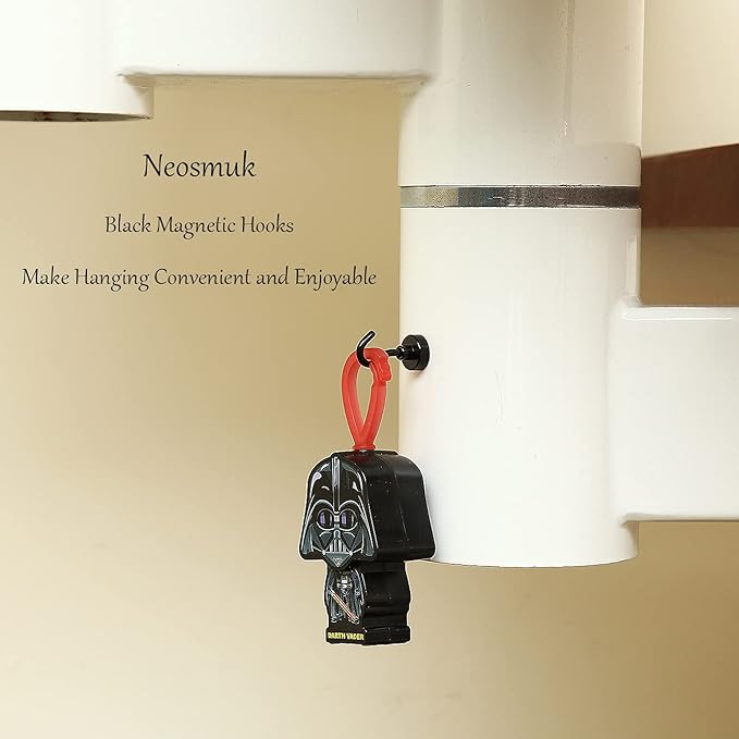 Neosmuk Magnetic Hooks, Heavy Duty 30lb+ Strong Magnet Hook for Cruise Cabins, Cruise Ship Essentials for Hanging, Metal Wall Refrigerator Hangers (Black, 10 Pack)