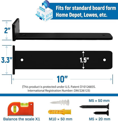 LEOPO 10 inch 4 Pack Floating Shelf Brackets, 1/5” Thick Heavy Duty Rustic Industrial Shelf Bracket, Floating Hidden Metal Bracket