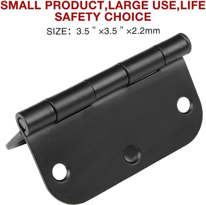 30 Pack Matte Black Door Hinges 3.5 x 3.5 Inch 5/8" Radius, Interior Heavy-Duty Rounded Hinge for Doors Standard Bedroom Office Door Hardware Removable Pin,RV,Garage,Storage Shed,Livestock Facilities