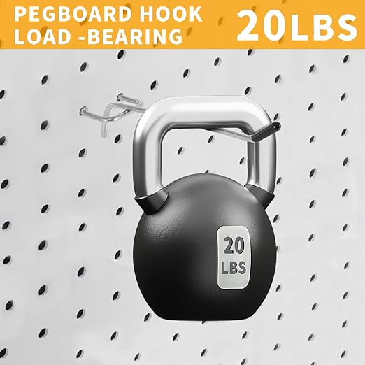 Pegboard Hooks, 25 Pack 4 inch Peg Board Hooks for Hanging, Fit 1/8" Metal Pegboards, Peg Board Hooks for Garage, Shop, Office, Crafts Organisation, Kitchen (Silver)