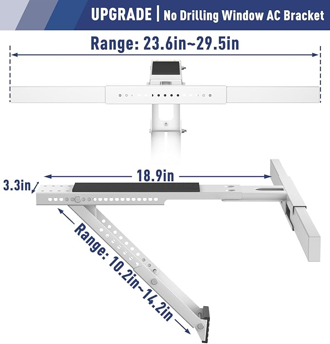 LEOPO No Drilling Air Conditioner Support Bracket,HVAC Brackets Fits Single & Double-Hung Windows, Heavy Duty Outdoor Wall Mounted Window AC Bracket，Holds Up to 150lbs, for 5000-12000 BTU Units