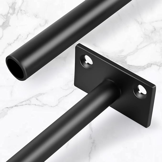 12 Pcs 6" Black Steel Floating Shelf Bracket Blind Shelf Supports - Hidden Brackets for Floating Wood Shelves - Concealed Blind Shelf Support – Screws and Wall Plugs Included