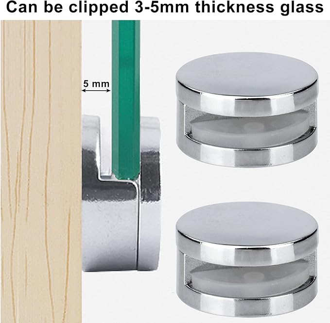 Upgraded 3-5mm Frameless Mirror Mounting Hardware 4 Pack Dual-Screw Fixing Mirror Mounting Kit with Heavy Duty Long Screws & Anchors