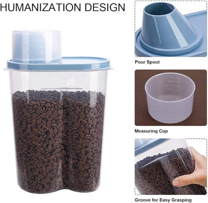 GreenJoy 2 Pack 2lb/2.5L Pet Food Storage Container with Measuring Cup, Can Covers and Bowl for Small Dog, Cat, Waterproof-BPA Free