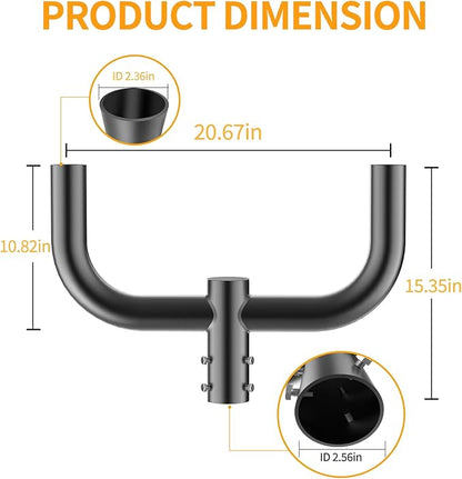 Double Bullhorn Bracket for Parking Lot Light, 2 3/8" Bullhorn Bracket for 2 Lights, Bullhead Tenon Adapter for LED Parking Lot Light and Outdoor Area Lighting