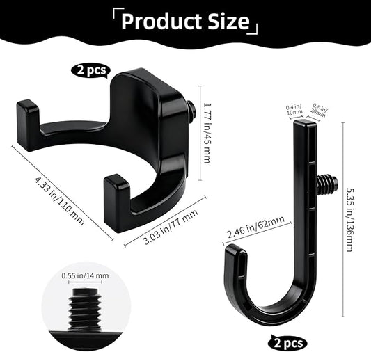 4pcs Storage Shed Hooks for Suncast & Craftsman, Black J and U Tool Hangers, Storage Shed Shelves Accessories for Hanging Shovels Scissors Shed Organization Supplies ﻿