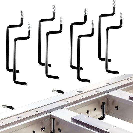 Gisafai 10 Pcs Ladder Bike Garage Hooks Screw in Storage Hanger Wall Mount Heavy Duty Shelf Organizer for Bike Foldable Chair Garage Organization Vinyl Coated (Ladder)