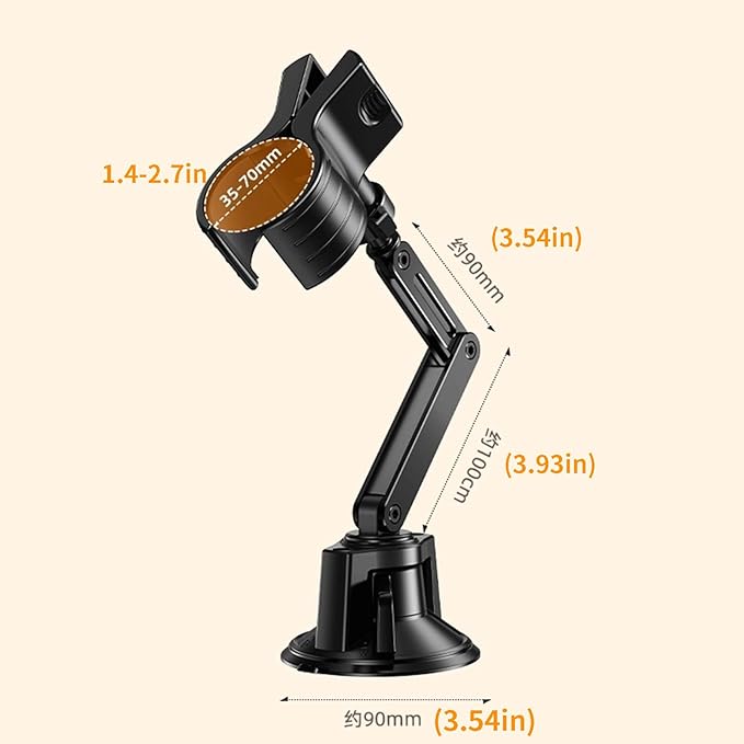 Adjustable Shower Head Holder, Strong Suction Cup Handheld Shower Wand Holder with 360° Rotation & Telescopic Arm,Wall Mount for RV/Bathroom, No Drill Adhesive Free Showerhead Mount Hanger