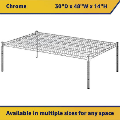 30" x 48" x 14" Chrome Wire Storage Shelf, Dunnage Rack, Commercial 1 Tier Small Shelf