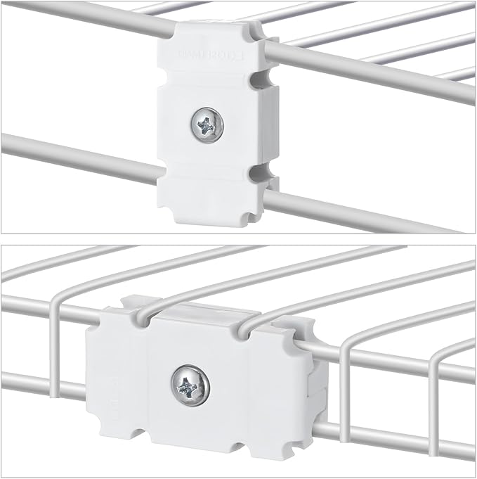 Weysat 24 Pcs Joiner Plates Set Closet Support Brackets Parts Shelf Organizer Joiner Plate Connectors for Shelf Organizer Grid Wall Clamps Grid Connectors