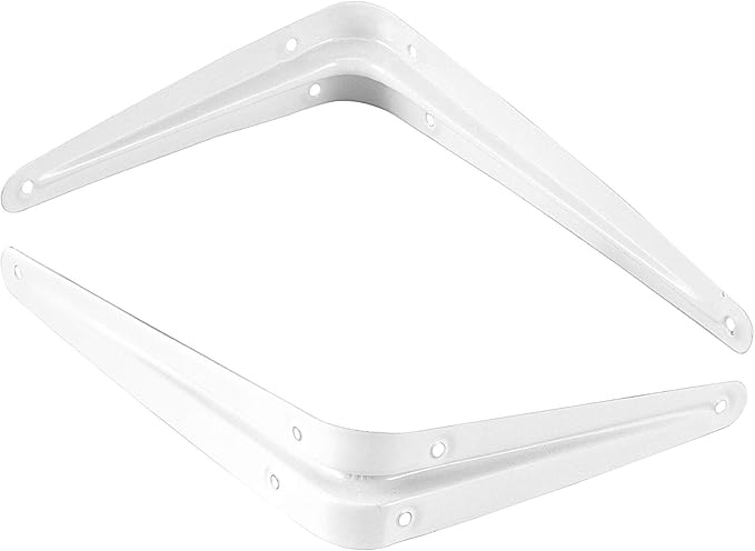 ZOENHOU 24 Pack 8 x 10 Inch White Shelf Brackets, Heavy Duty L Bracket Support with 144 Screws and 72 Expansion Tubes, Metal Wall Corner Angle Shelving Shelf Bracket for Wall Hanging Shelves