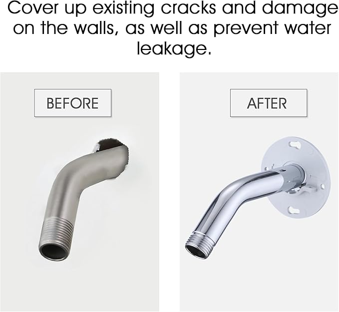 Chrome Shower Arm Flange, Shower Arm Stabilizer Bracket and Flange Cover Plate