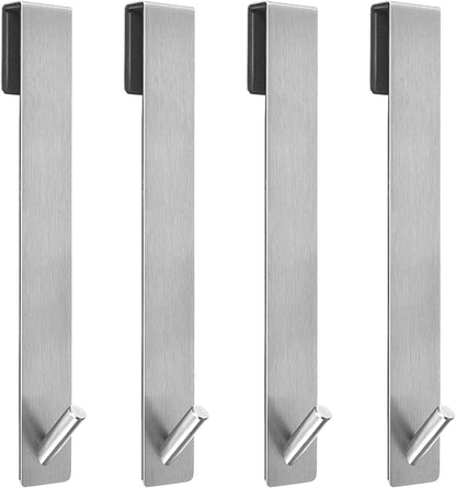 Shower Door Hooks(10 Inch),Extended Over Door Hooks for Bathroom Frameless Glass Shower Door,Stainless Steel Towel Hooks,Heavy Duty Rack Hooks for Robe,Towel-4 Pack-Silver