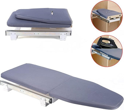 180° Rotation Wall-Mounted Ironing Board Foldable Clothes Ironing Table Pull-Out Stow Away Ironing Board Retractable Small Ironing Board Ironing Storage Station for Home Apartment Gray
