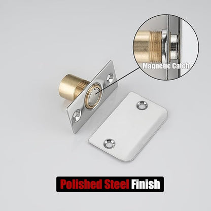 JQK Closet Magnetic Door Ball Catch Hardware, 430 Stainless Steel Catch Adjustable with Strike Plate, Polished Steel Finish 8 Pack, HBC120-BN-P8